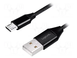 LOGILINK Câble USB 2.0 USB A vers USB B micro 0,3m noir