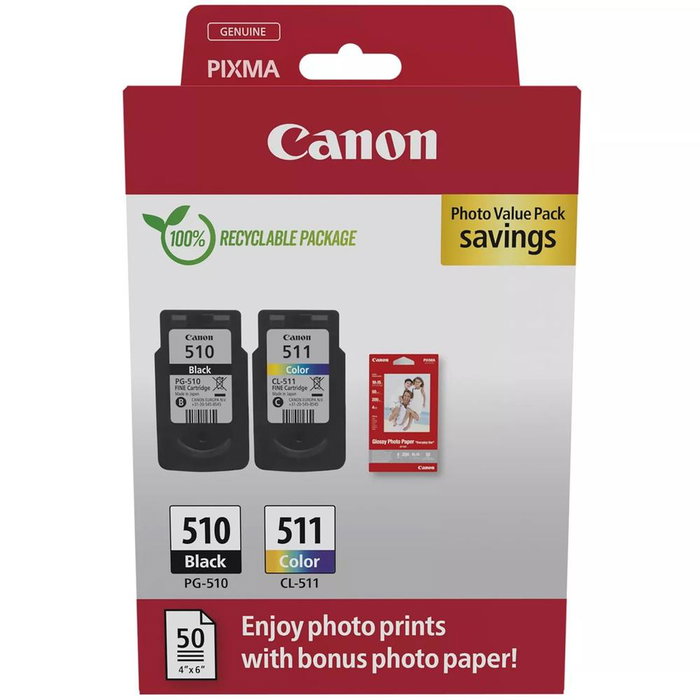 Canon Pack de valeur PG-510 et CL-511 avec papier photo