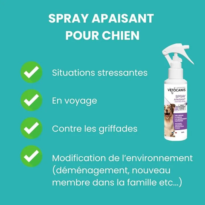 Vetocanis Spray Apaisant Anti-stress pour Chien - 100 ml - Usage Quotidien