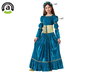 Déguisement Reine Médiévale Bleu pour Fille - Costume Carnaval Enfant 3-4 Ans avec Robe et Diadème
