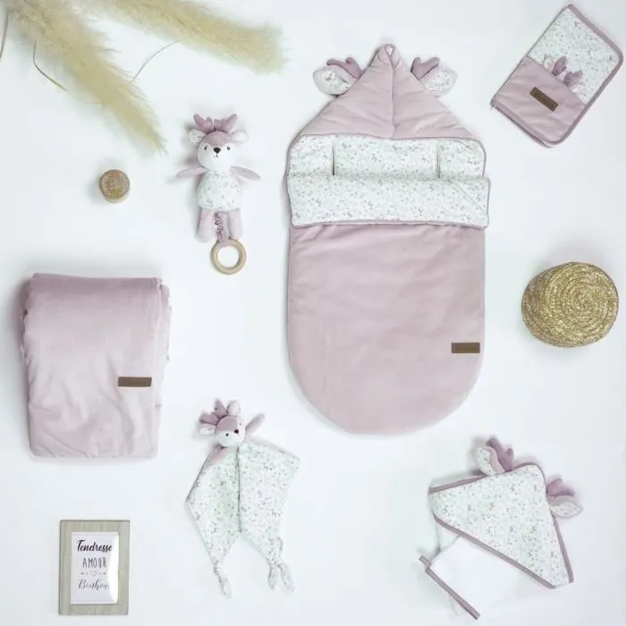 Domiva - Matelas à langer avec housse et éponge imperméable - Décoration forêt enchantée lilas - 70 x 60 cm