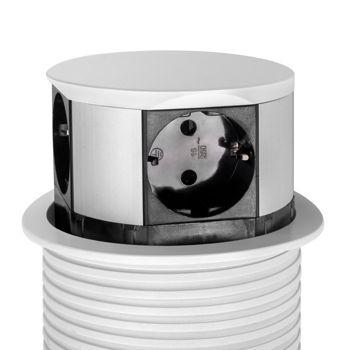 Emuca Multiconnecteur Vertikal Push 100, 3 prises Schuko, USB A et C, blanc Emuca Multiconnecteur Vertikal Push 100, 3 prises Schuko, USB A et C, blanc