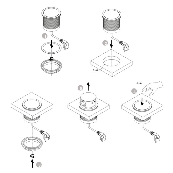 Emuca Multiconnecteur Vertikal Push 100, 3 prises Schuko, USB A et C, blanc Emuca Multiconnecteur Vertikal Push 100, 3 prises Schuko, USB A et C, blanc