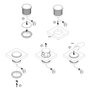 Emuca Multiconnecteur Vertikal Push 100, 3 prises Schuko, USB A et C, blanc