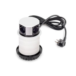 Emuca Multiconnecteur Vertikal Push 100, 3 prises Schuko, USB A et C, blanc