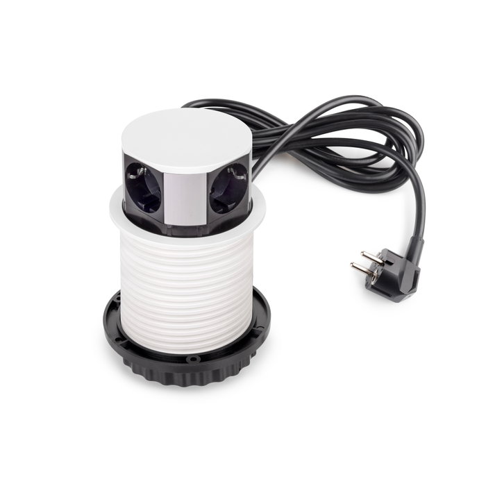 Emuca Multiconnecteur Vertikal Push 100, 3 prises Schuko, USB A et C, blanc Emuca Multiconnecteur Vertikal Push 100, 3 prises Schuko, USB A et C, blanc