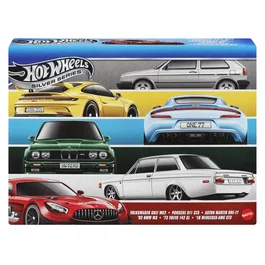 Hot Wheels JLB25 Multipack Euro Style - Pack de 6 véhicules de collection Aston Martin, BMW, Porsche, Mercedes-Benz, Volvo, Volkswagen