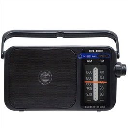 Elbe RF-942 Radio portable AM/FM de table, alimentation électrique ou sur piles, antenne télescopique, sortie casque jack 3.5mm, couleur rouge