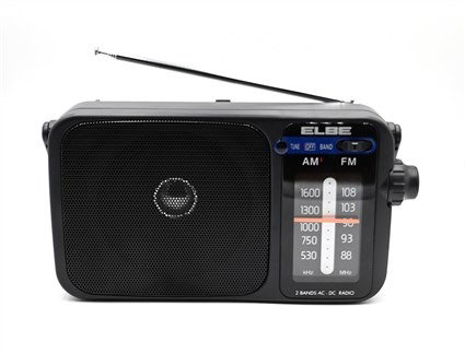 Elbe RF-942 Radio portable AM/FM de table, alimentation électrique ou sur piles, antenne télescopique, sortie casque jack 3.5mm, couleur rouge