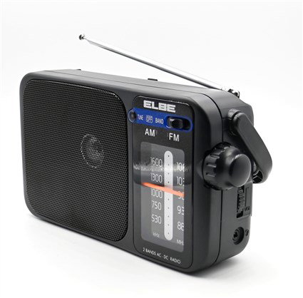 Elbe RF-942 Radio portable AM/FM de table, alimentation électrique ou sur piles, antenne télescopique, sortie casque jack 3.5mm, couleur rouge