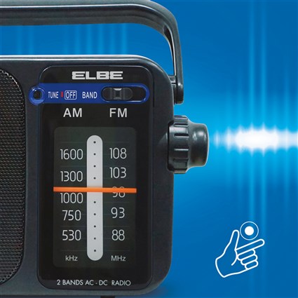 Elbe RF-942 Radio portable AM/FM de table, alimentation électrique ou sur piles, antenne télescopique, sortie casque jack 3.5mm, couleur rouge