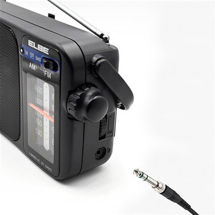 Elbe RF-942 Radio portable AM/FM de table, alimentation électrique ou sur piles, antenne télescopique, sortie casque jack 3.5mm, couleur rouge