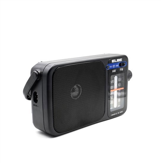 Elbe RF-942 Radio portable AM/FM de table, alimentation électrique ou sur piles, antenne télescopique, sortie casque jack 3.5mm, couleur rouge