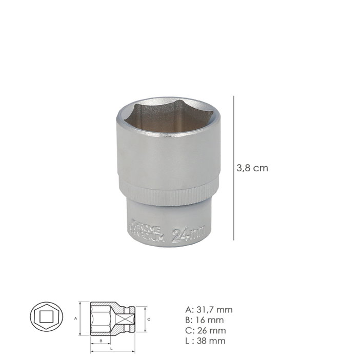 WOLFPACK LINEA PROFESIONAL Clé à douille hexagonale Maurer 1/2 24mm