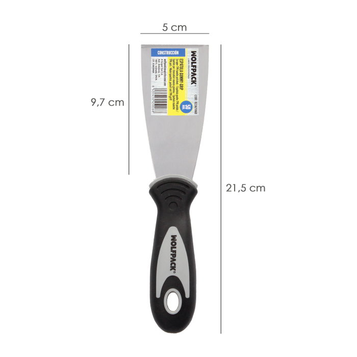 WOLFPACK LINEA PROFESIONAL Spatule Manche Gummy Grip Lame 50 mm