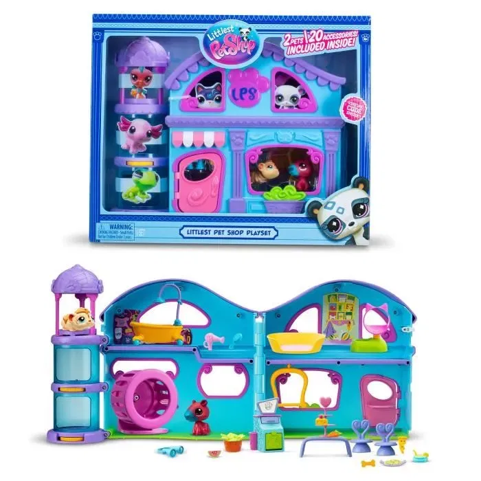 Bandai Littlest Pet Shop LPS Coffret de Jeu avec 4 Pièces, 3 Animaux Dont 1 Exclusif - Idéal Enfants à Partir de 4 Ans