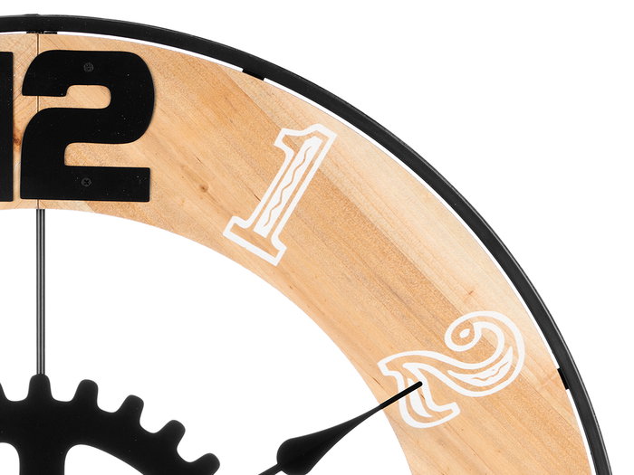 Giftdecor Horloge Murale Engrenage Métal 60 cm Marron Noir (Set de 4)