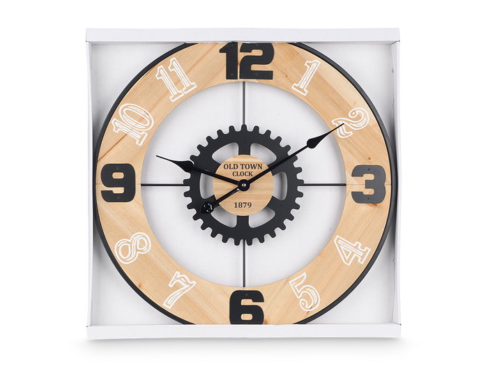 Giftdecor Horloge Murale Engrenage Métal 60 cm Marron Noir (Set de 4)