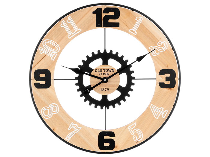 Giftdecor Horloge Murale Engrenage Métal 60 cm Marron Noir (Set de 4)