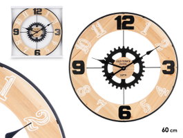 Giftdecor Horloge Murale Engrenage Métal 60 cm Marron Noir (Set de 4)