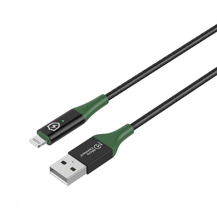 MicroConnect Câble USB-A vers Lightning Smart Charge MFI 1m Noir/Vert