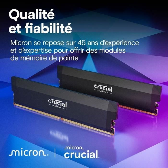 Crucial CP2K16G60C36U5W - Kit mémoire DDR5 32 Go (2 x 16 Go) 6000 MHz CL36 - Radiateur - Compatible Intel XMP 3.0 et AMD EXPO