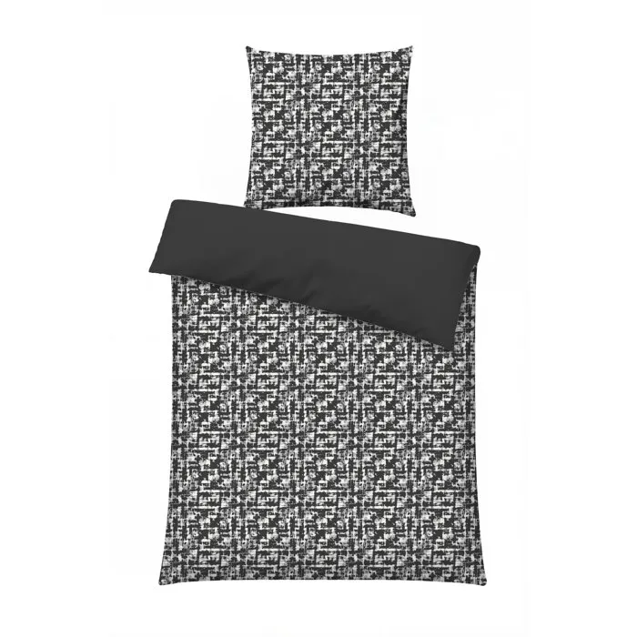 Parure de lit 1 housse de couette 140 x 200 cm + 1 taie d'oreiller 60 x 60 cm - 100% coton renforcé - Anthracite Parure de lit 1 housse de couette 140 x 200 cm + 1 taie d'oreiller 60 x 60 cm - 100% coton renforcé - Anthracite