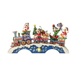 Enesco Disney Traditions Mickey et ses amis Train de Noël LED avec musique et lumières