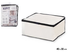 Kipit Boîte de Rangement Pliable 45 x 30 x 20 cm en Tissu Blanc (Set de 24)
