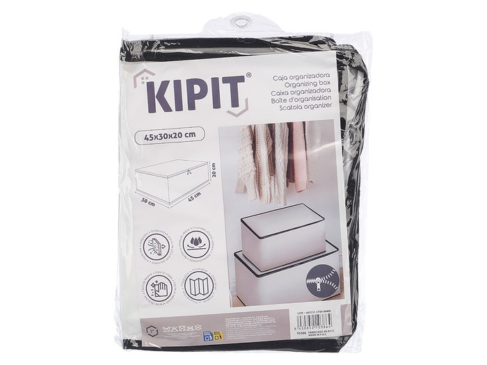 Kipit Boîte de Rangement Pliable 45 x 30 x 20 cm en Tissu Blanc (Set de 24)