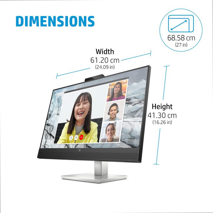 HP Écran de conférence HP E27m G4 - Écran QHD 27" avec webcam rétractable 5 MP, micros, haut-parleurs et USB-C 65W pour vidéoconférence Zoom