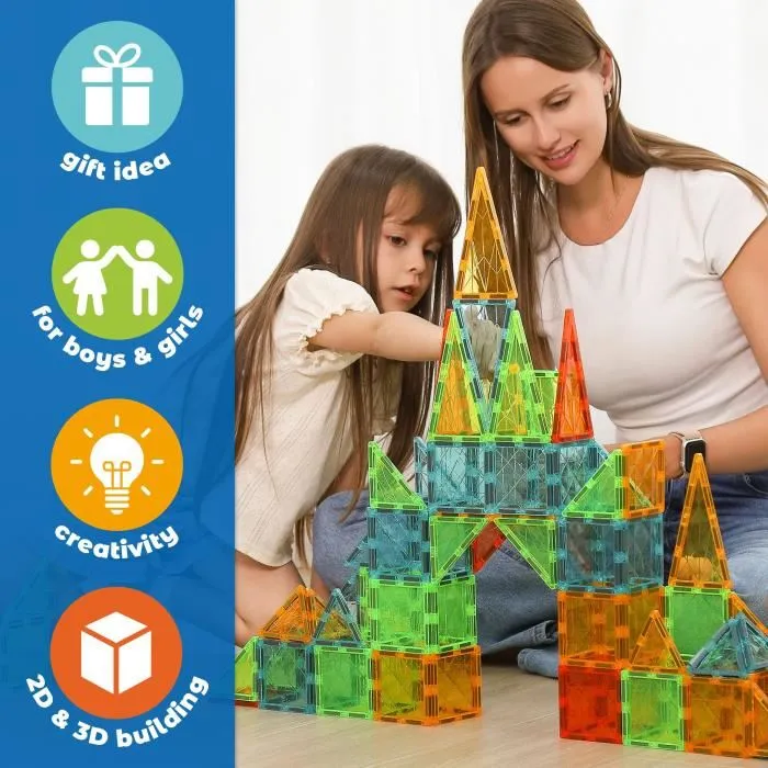Geomag GEOMAG Tiles Gems 4102 - 44 pièces magnétiques, formes géométriques et effet cristal - Jeu de construction éducatif pour enfants dès 3 ans