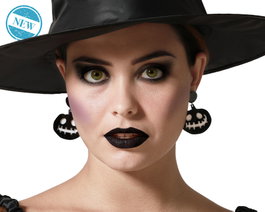 Boucles d'oreilles citrouille noire avec design Halloween