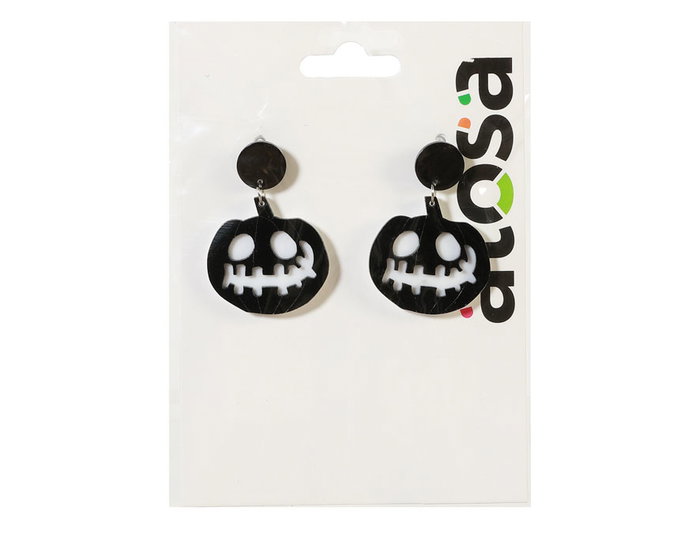 Boucles d'oreilles Halloween en forme de citrouille noire - Accessoire pour costume, fête à thème ou événement gothique