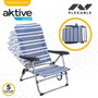 Color Baby Chaise de plage Mykonos pliable, 5 positions, Bleu marine et blanc