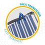 Color Baby Chaise de plage Mykonos pliable, 5 positions, Bleu marine et blanc