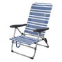Color Baby Chaise de plage Mykonos pliable, 5 positions, Bleu marine et blanc