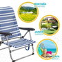 Color Baby Chaise de plage Mykonos pliable, 5 positions, Bleu marine et blanc