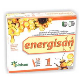 PINISAN Energisan 15 Vials - Complément alimentaire énergisant au Ginseng, Maca et Vitamine C, sans gluten ni lactose