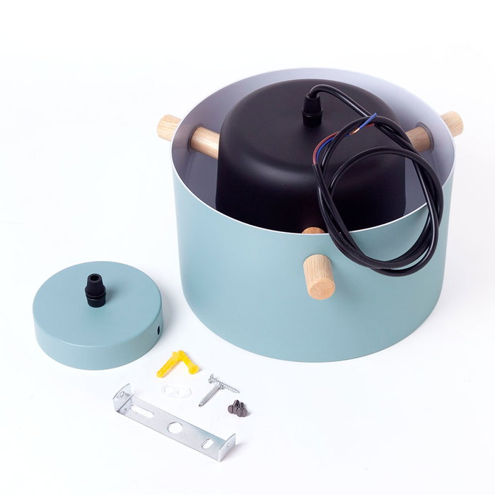 SKD Averie Suspension Bois Acier 1xE27 Sans Ampoule Turquoise [SKD-P1013-T]