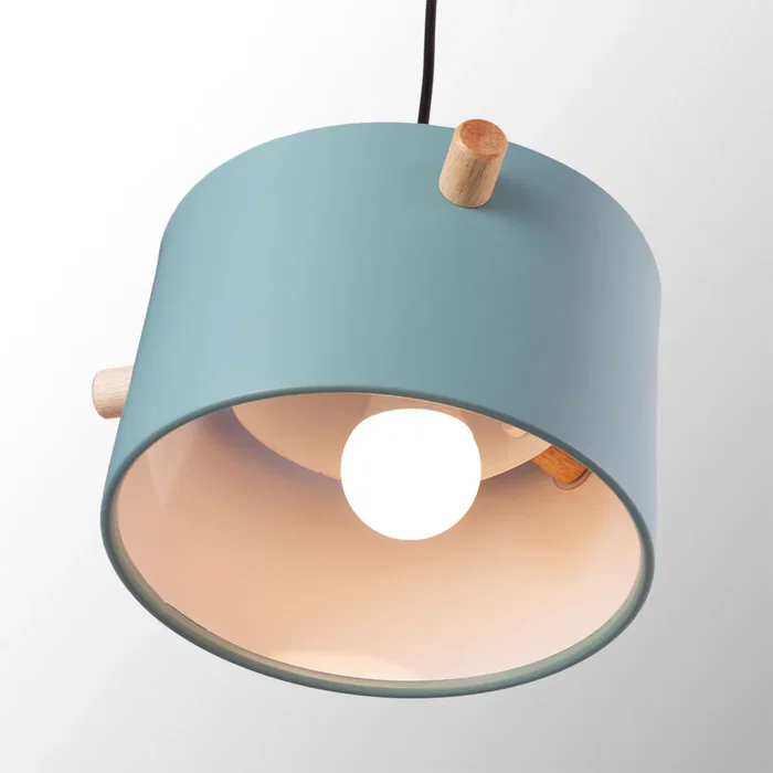 Averie SKD-P1013-T - Lampe suspendue design moderne en métal et bois - Disponible en blanc, vert olive, saumon et turquoise