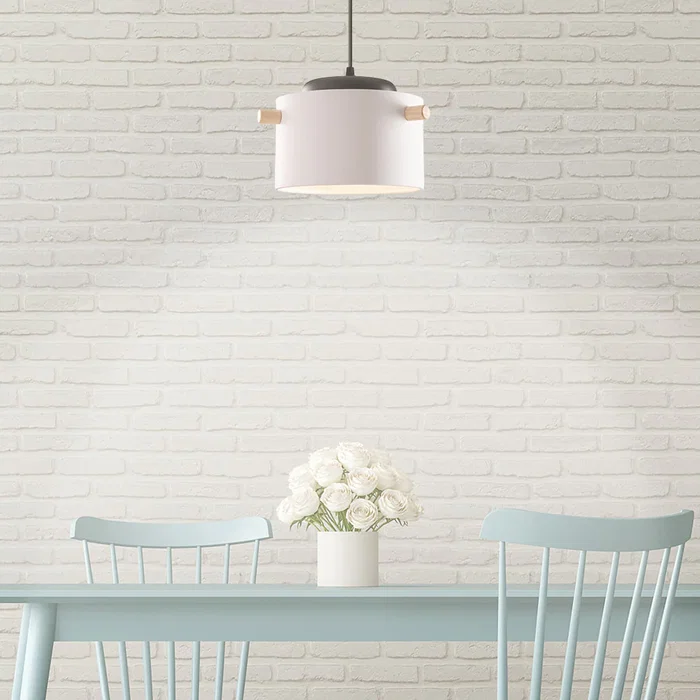 Averie SKD-P1013-T - Lampe suspendue design moderne en métal et bois - Disponible en blanc, vert olive, saumon et turquoise