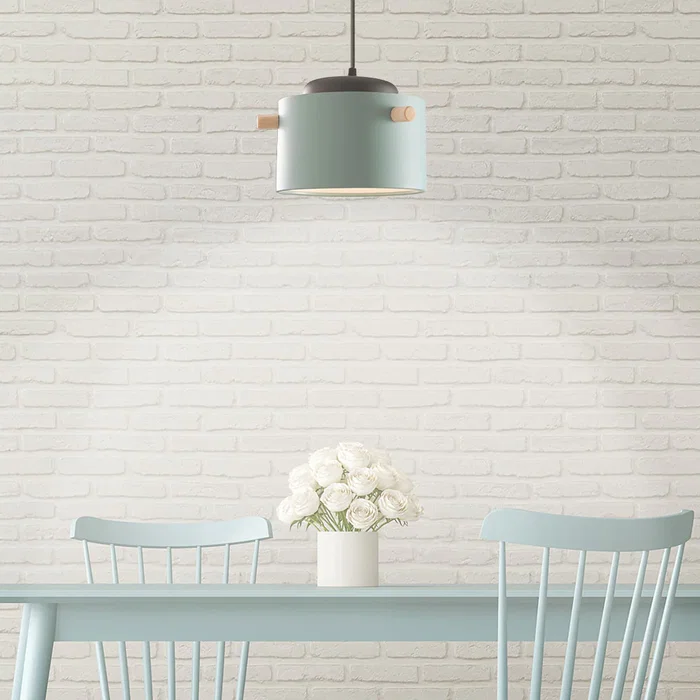 Averie SKD-P1013-T - Lampe suspendue design moderne en métal et bois - Disponible en blanc, vert olive, saumon et turquoise