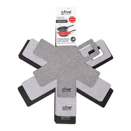 5Five Lot de 6 protecteurs en feutre pour poêles et casseroles, 3 tailles 38x38 35x35 28x28 cm
