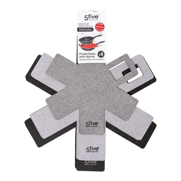 5Five Lot de 6 protecteurs en feutre pour poêles et casseroles, 3 tailles 38x38 35x35 28x28 cm 5Five Lot de 6 protecteurs en feutre pour poêles et casseroles, 3 tailles 38x38 35x35 28x28 cm