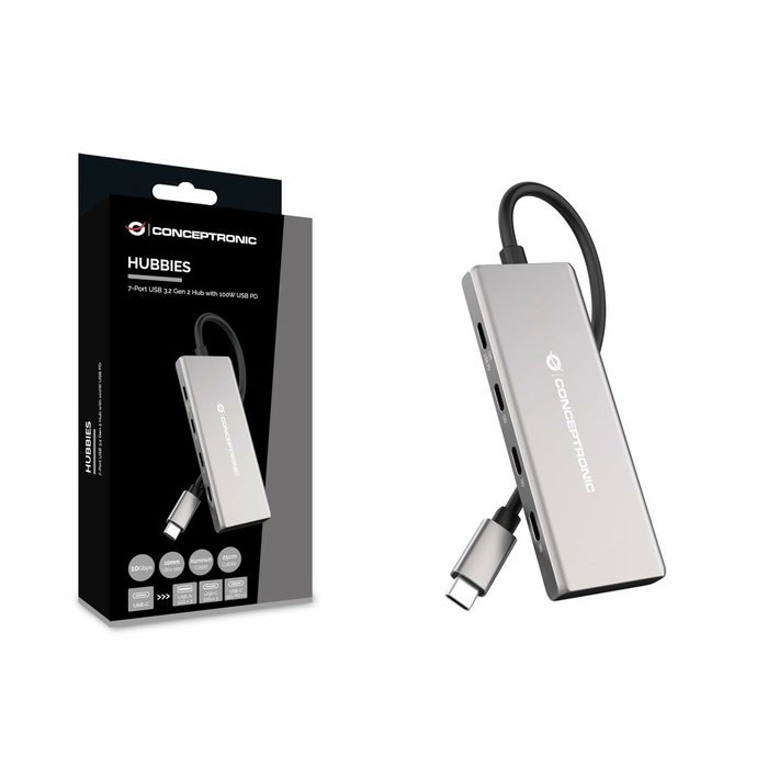 Hub USB Conceptronic 110519707101 Argenté Hub USB Conceptronic 110519707101 Argenté