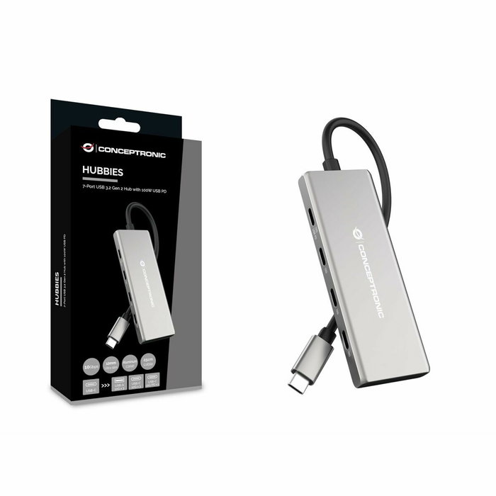 Hub USB Conceptronic 110519707101 Argenté Hub USB Conceptronic 110519707101 Argenté