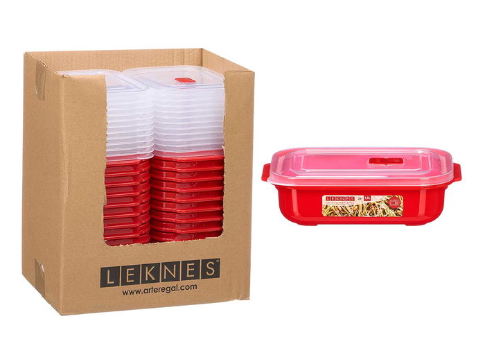 LEKNES Boîte de conservation rouge et transparente 1,3 L