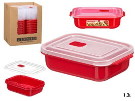 LEKNES Boîte de conservation rouge et transparente 1,3 L