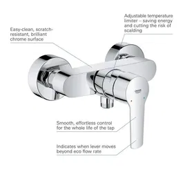 GROHE - Mitigeur de douche monocommande mural chromé Douche Start, raccord fileté 1/2", cartouche céramique 35 mm